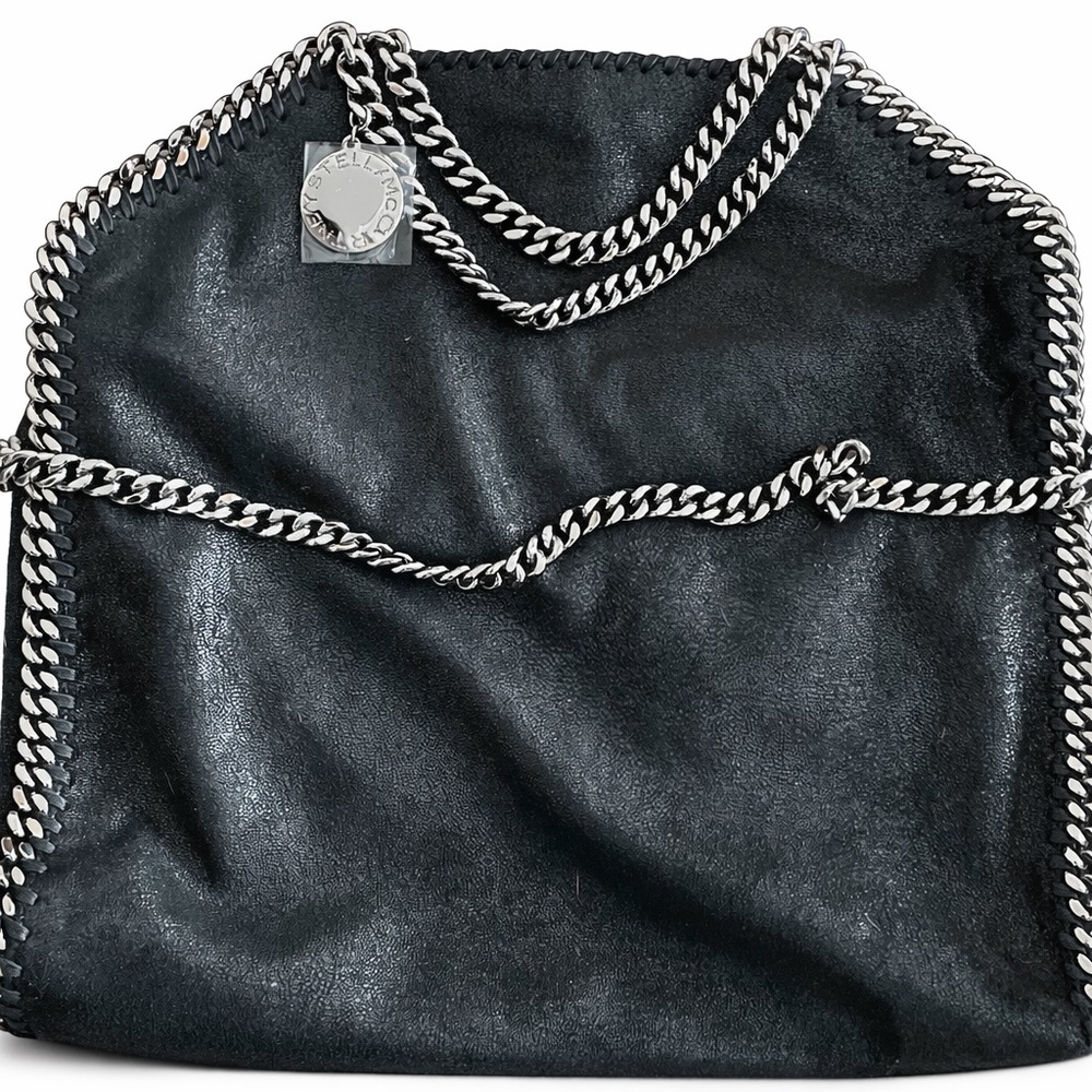 Stella McCartney Black Falabella Tote with Silver Chain Trim